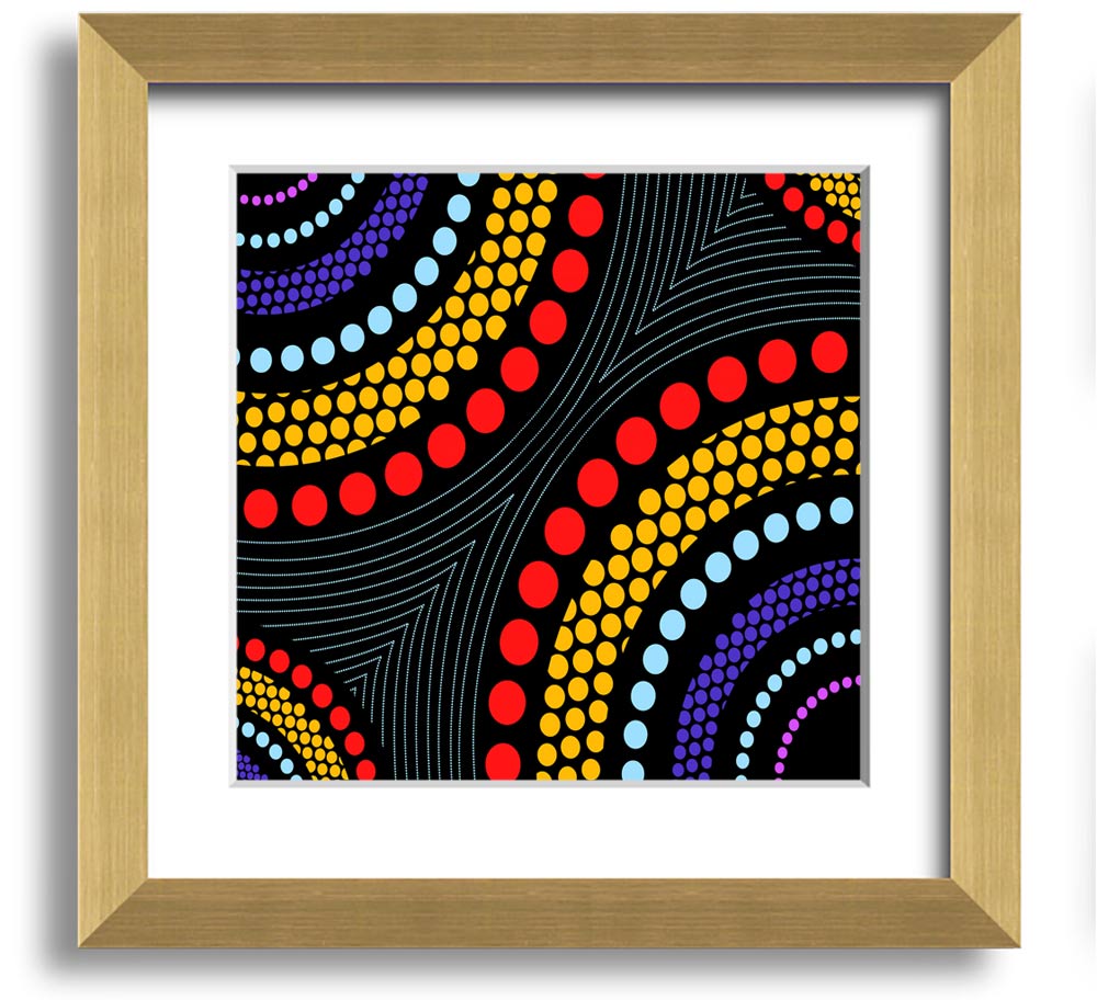Aboriginal Pattern 11 Square Framed Print showcasing intricate designs in a stylish frame.